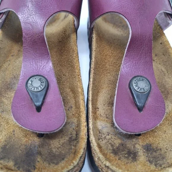 Birkenstock Gize Birko-Flor Shiny Purple Sandals Thong Women's Size 37 - Picture 9 of 11